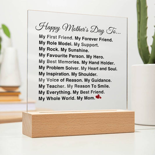 Happy Mother's Day To......| My Mom, My World | Acrylic Plaque