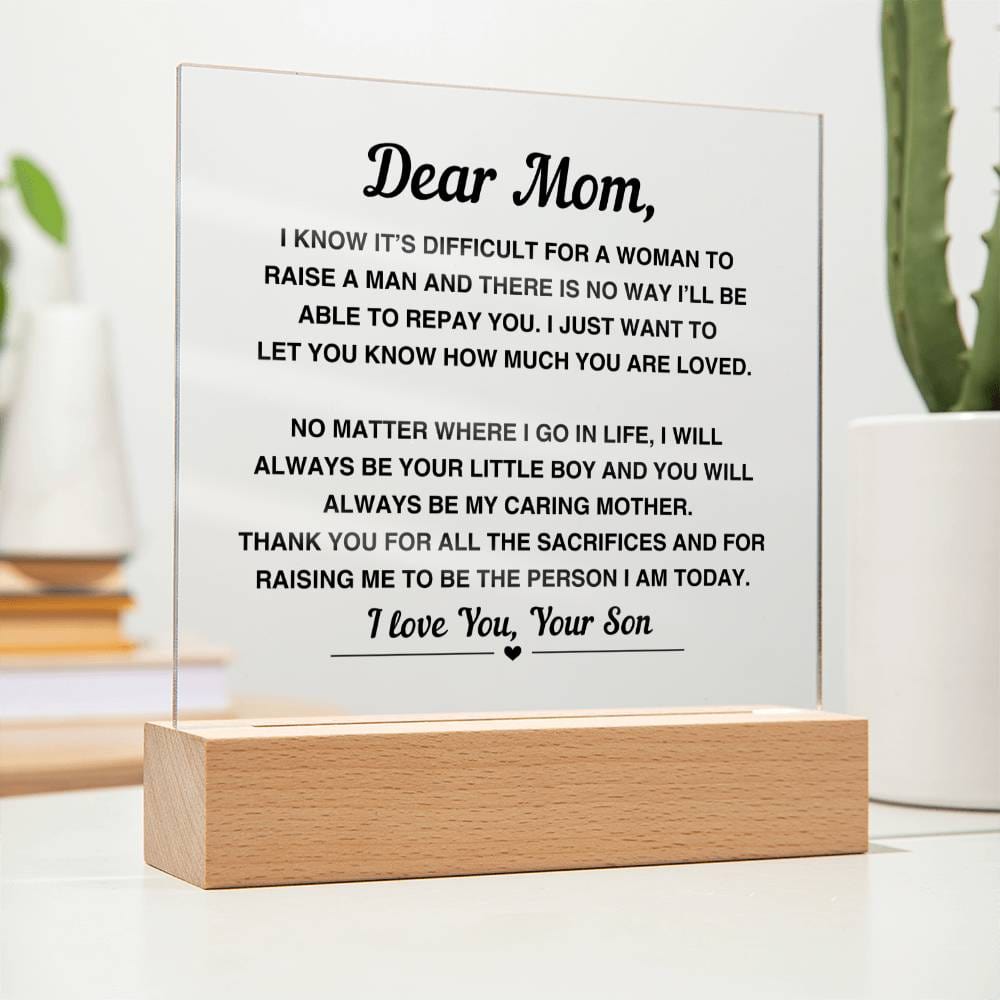 Gift For Mom from Son - Acrylic Plaque