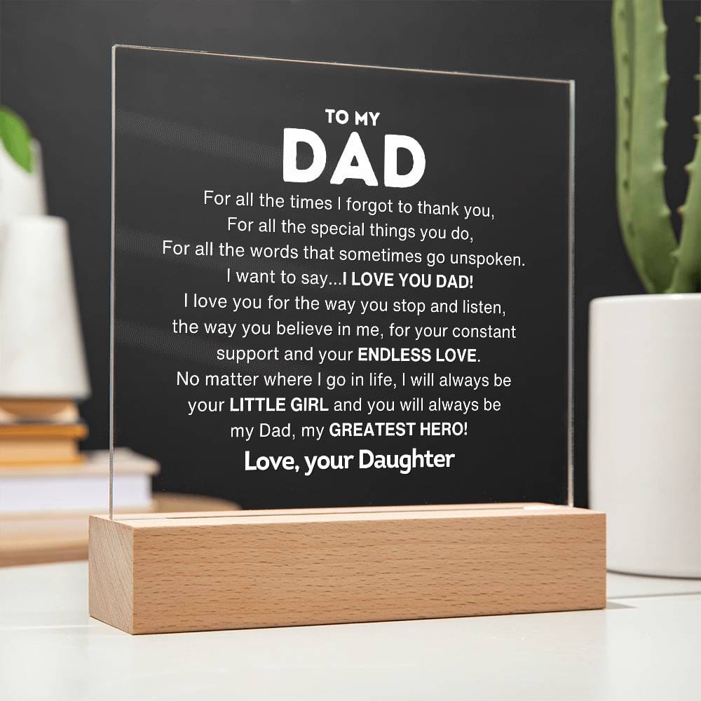 To My Dad  | My Greatest Hero | Acrylic Plaque | Gift For Dad