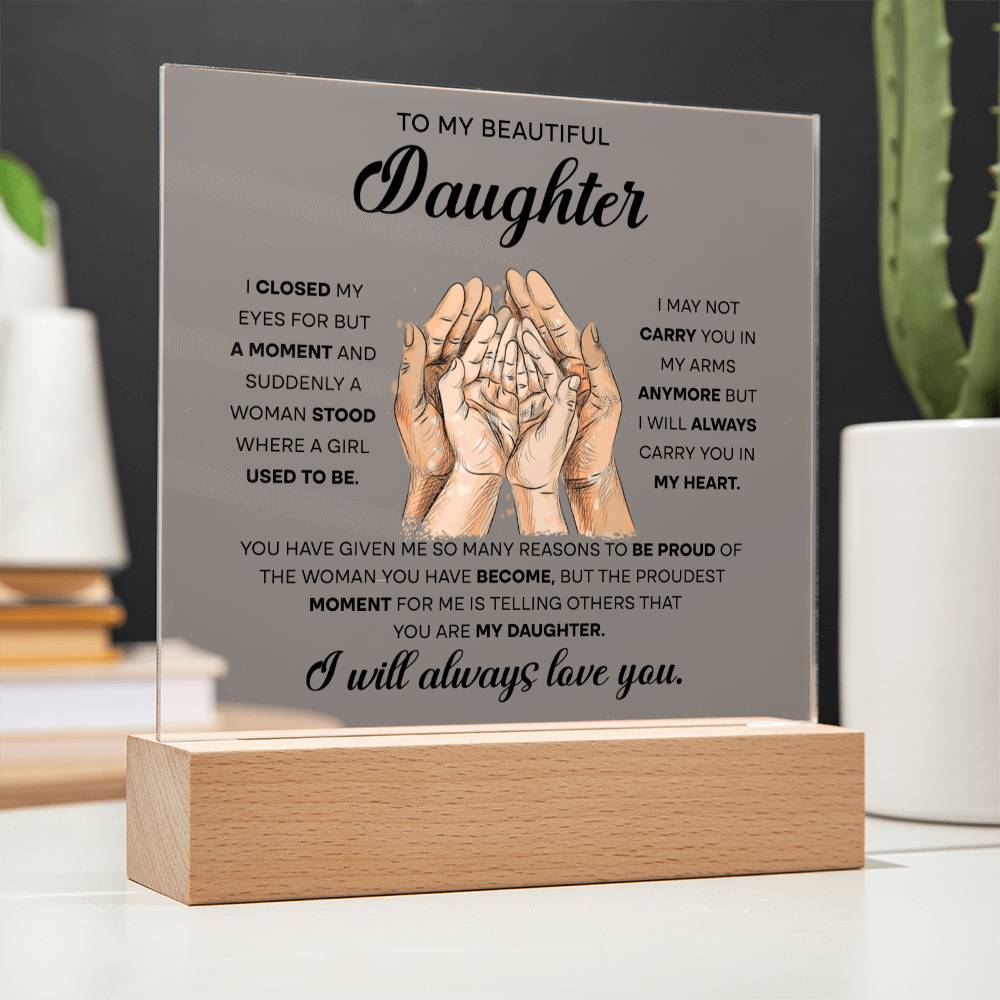 To My Beautiful Daughter | Carry You in My Heart | Acrylic Plaque - JENACDirect