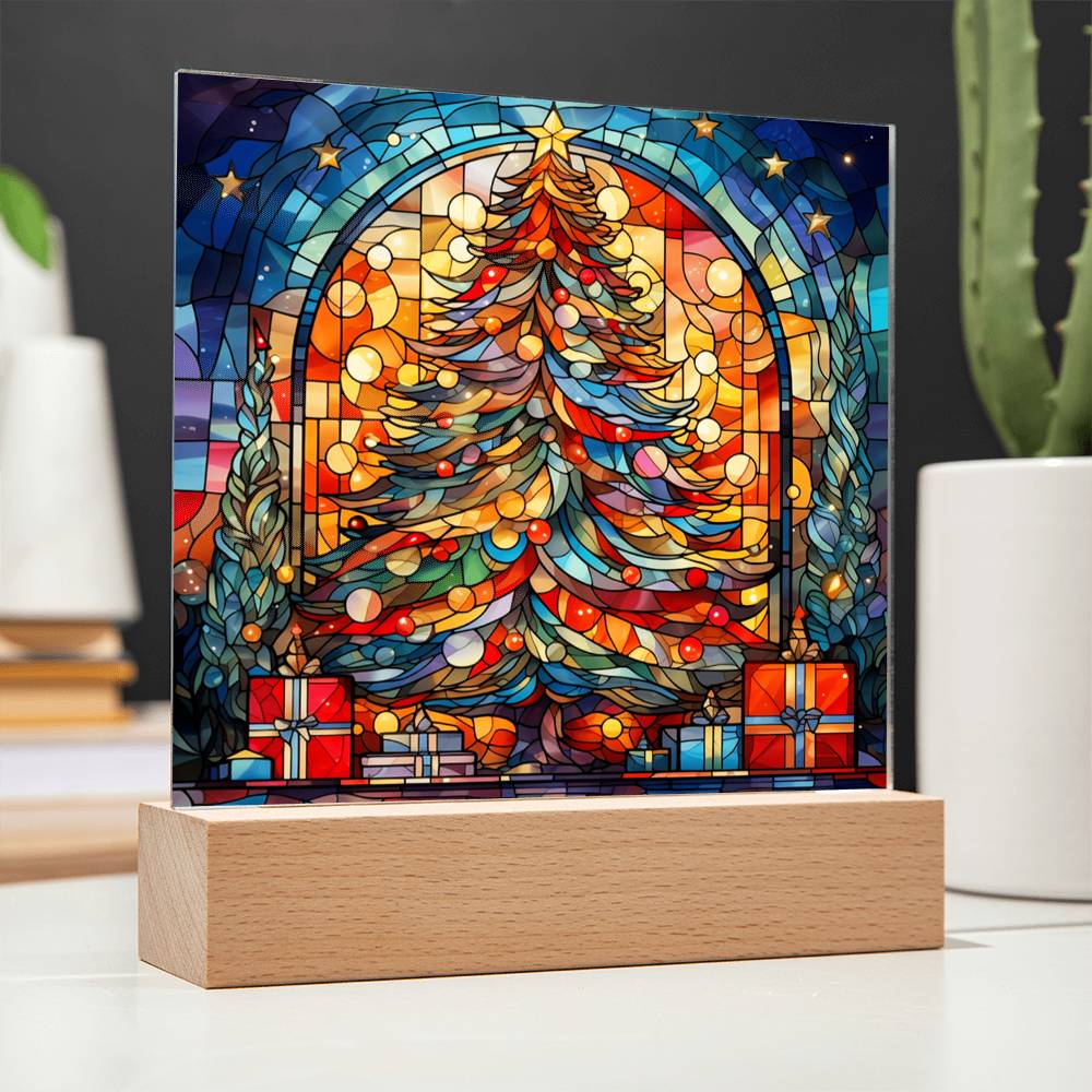 Stained Glass Christmas Tree | Acrylic Plaque - JENACDirect