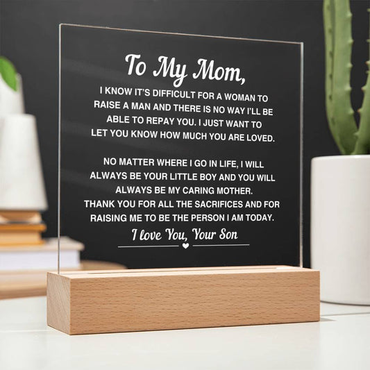 To My Mom | From Son | Acrylic Plaque