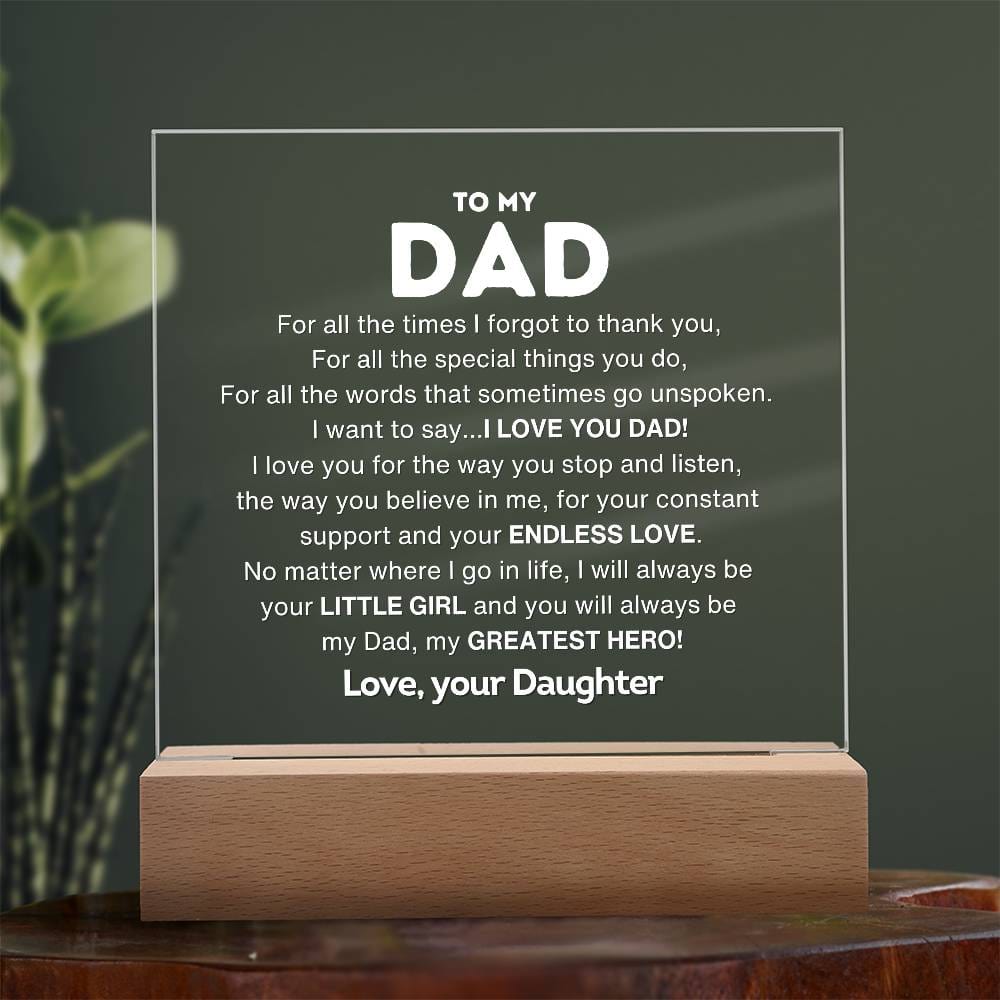 To My Dad  | My Greatest Hero | Acrylic Plaque | Gift For Dad