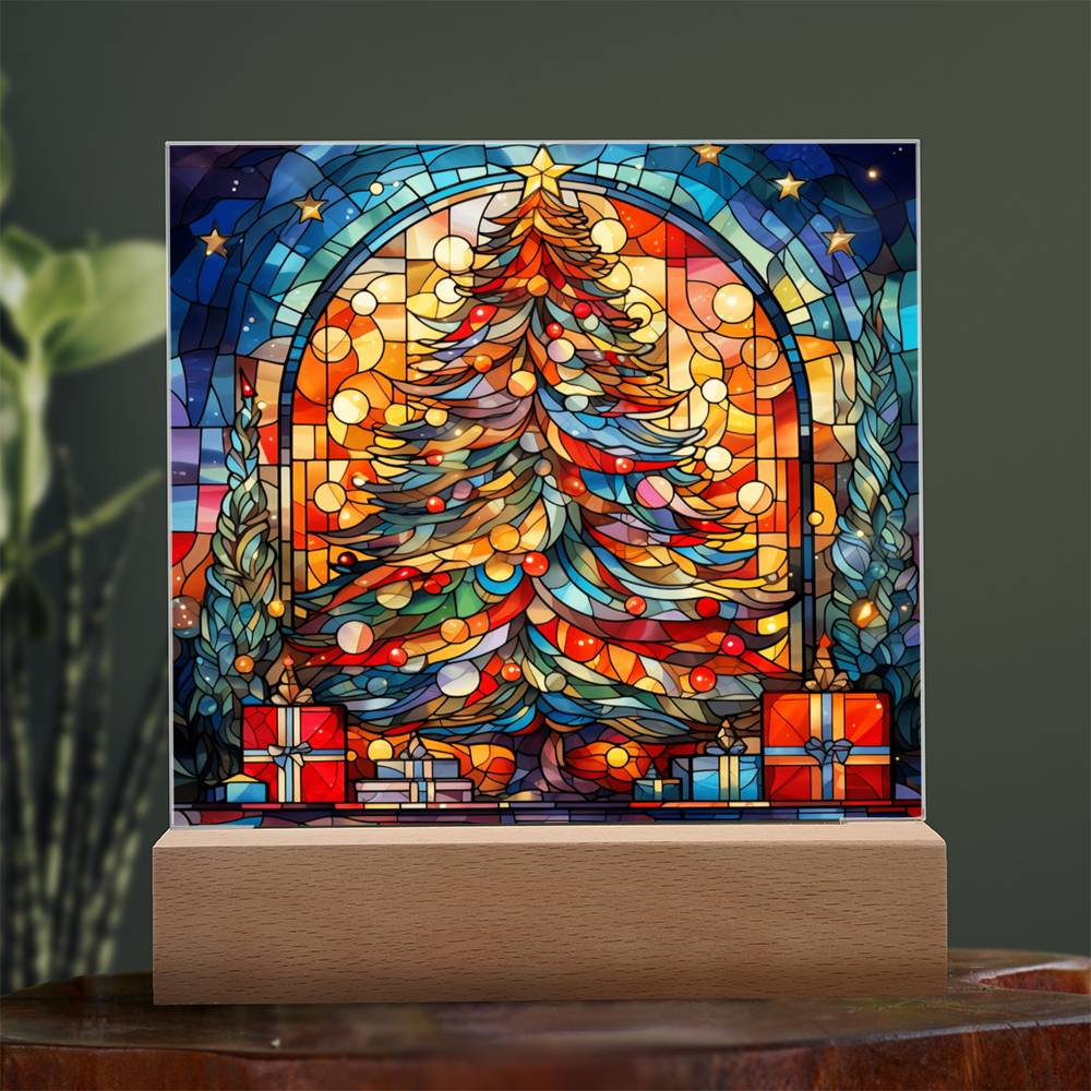 Stained Glass Christmas Tree | Acrylic Plaque - JENACDirect