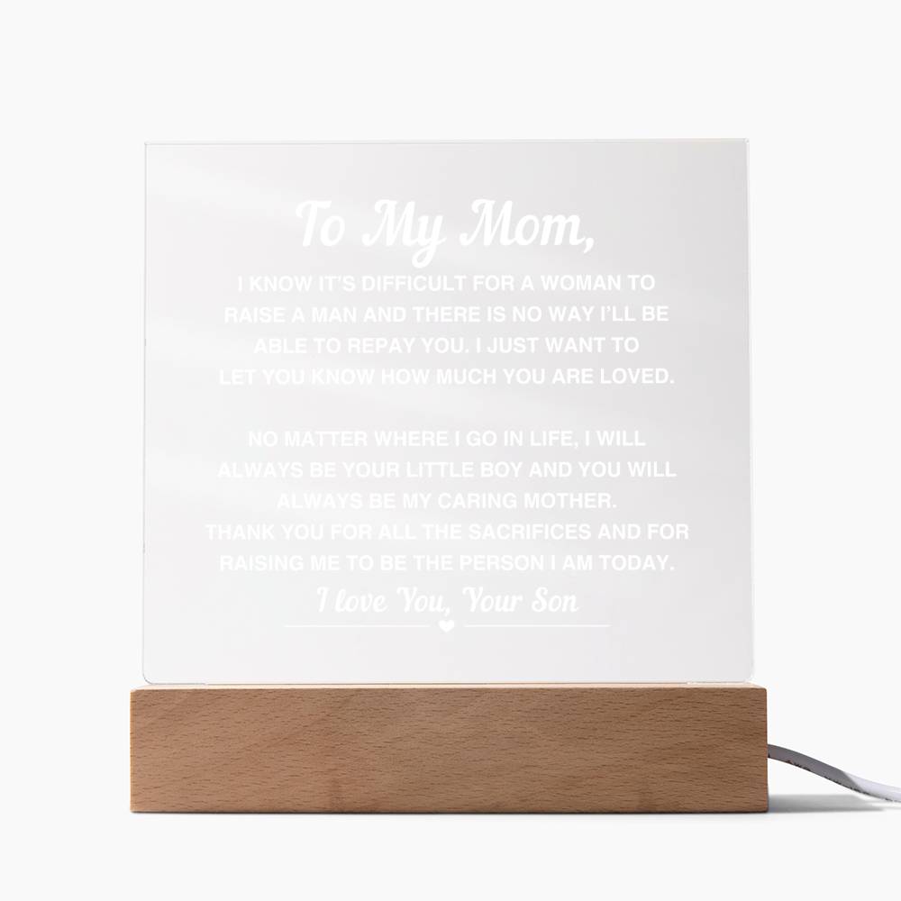 To My Mom | From Son | Acrylic Plaque