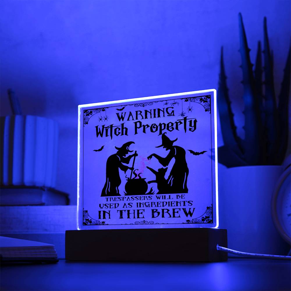 Warning, Witch Property - Acrylic Plaque - JENACDirect