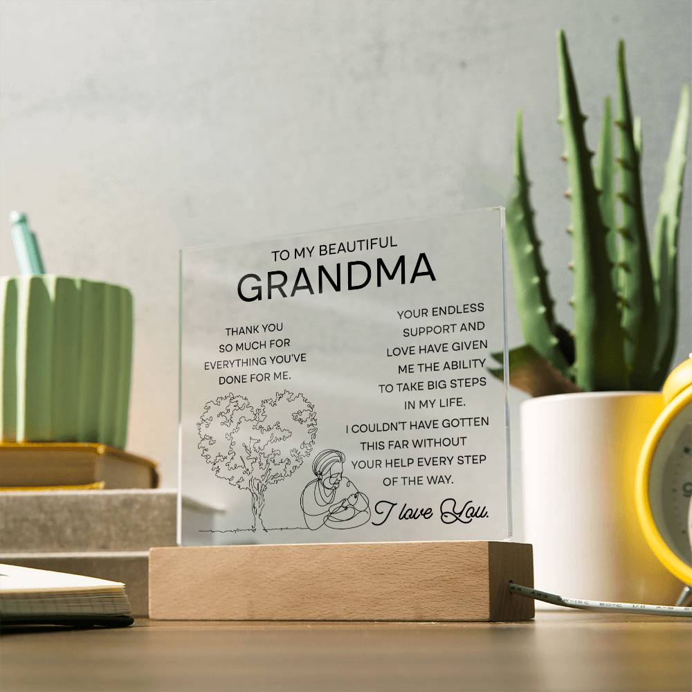 To My Beautiful Grandma | Your Endless Support | Acrylic Plaque - JENACDirect