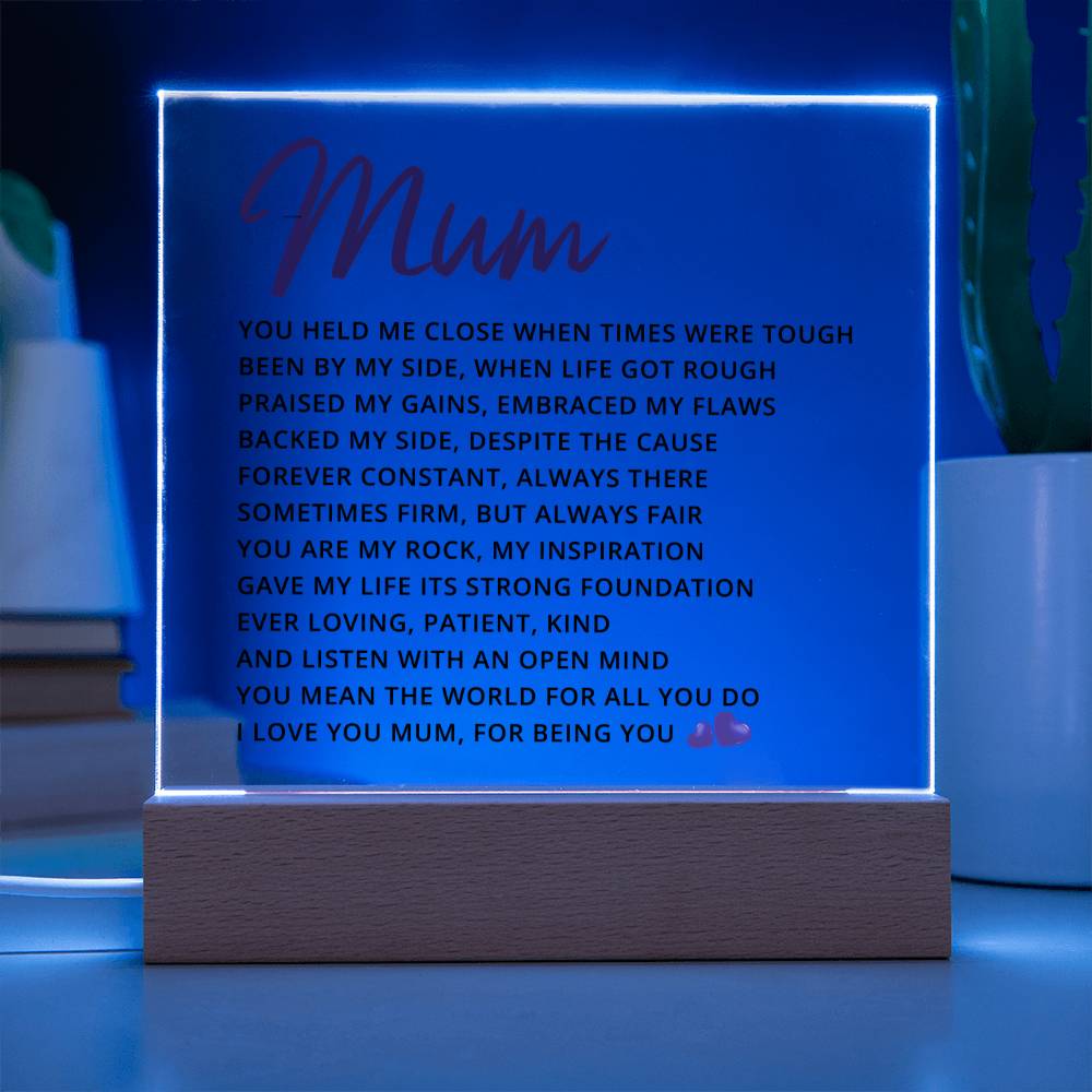 Mum | You Mean The World To Me | Acrylic Plaque