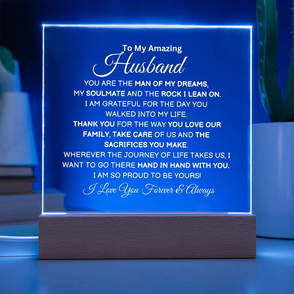 To My Amazing Husband | The Man Of My Dreams | Acrylic Plaque | Gift for Husband