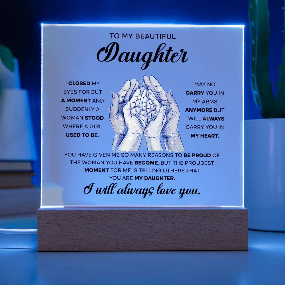 To My Beautiful Daughter | Carry You in My Heart | Acrylic Plaque - JENACDirect