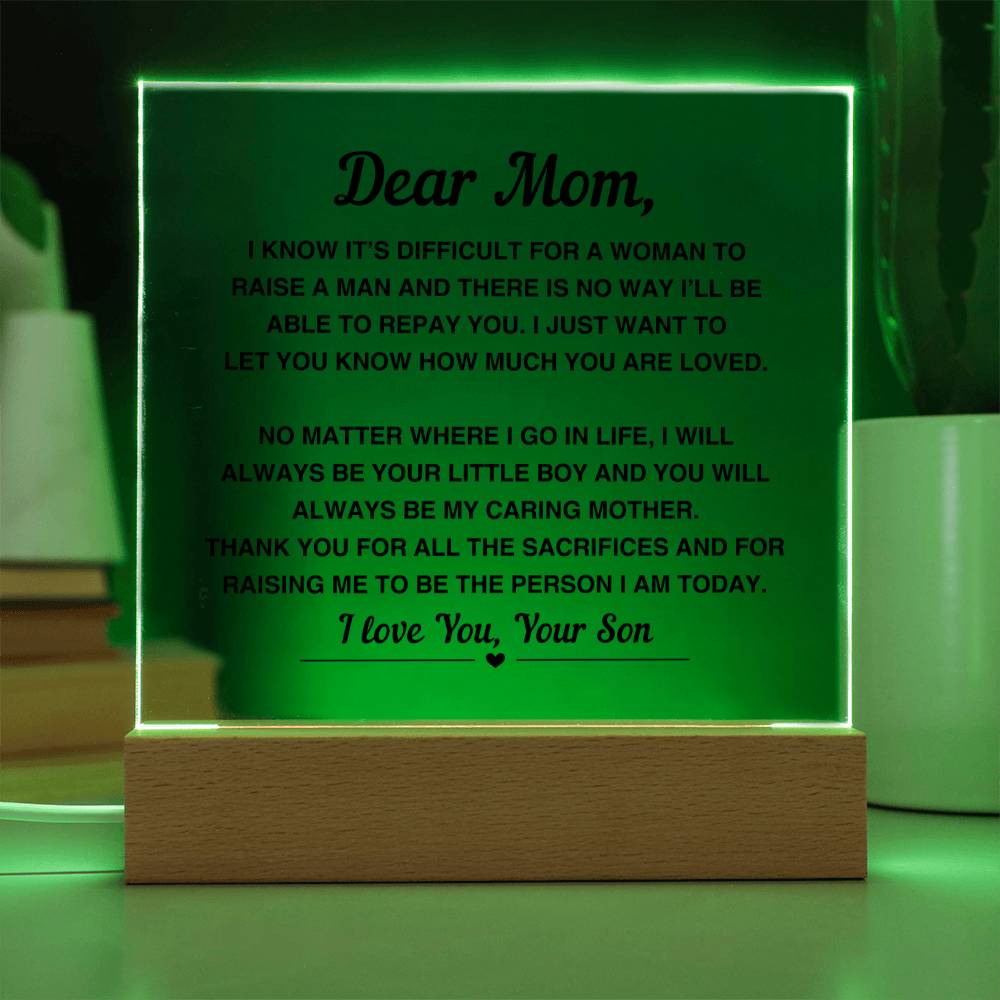 Gift For Mom from Son - Acrylic Plaque