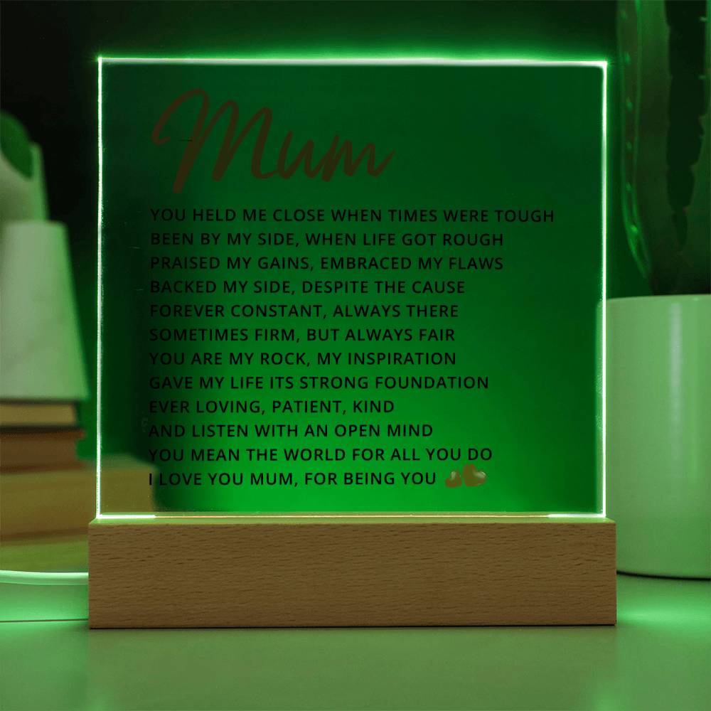 Mum | You Mean The World To Me | Acrylic Plaque