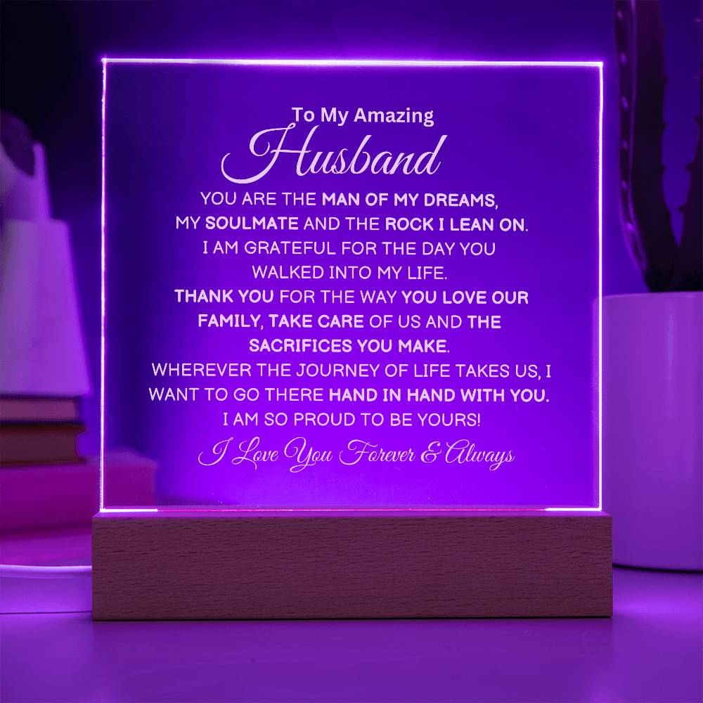 To My Amazing Husband | The Man Of My Dreams | Acrylic Plaque | Gift for Husband