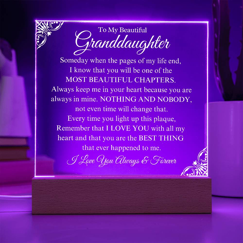 To My Granddaughter | Beautiful Chapters | Acrylic Plaque