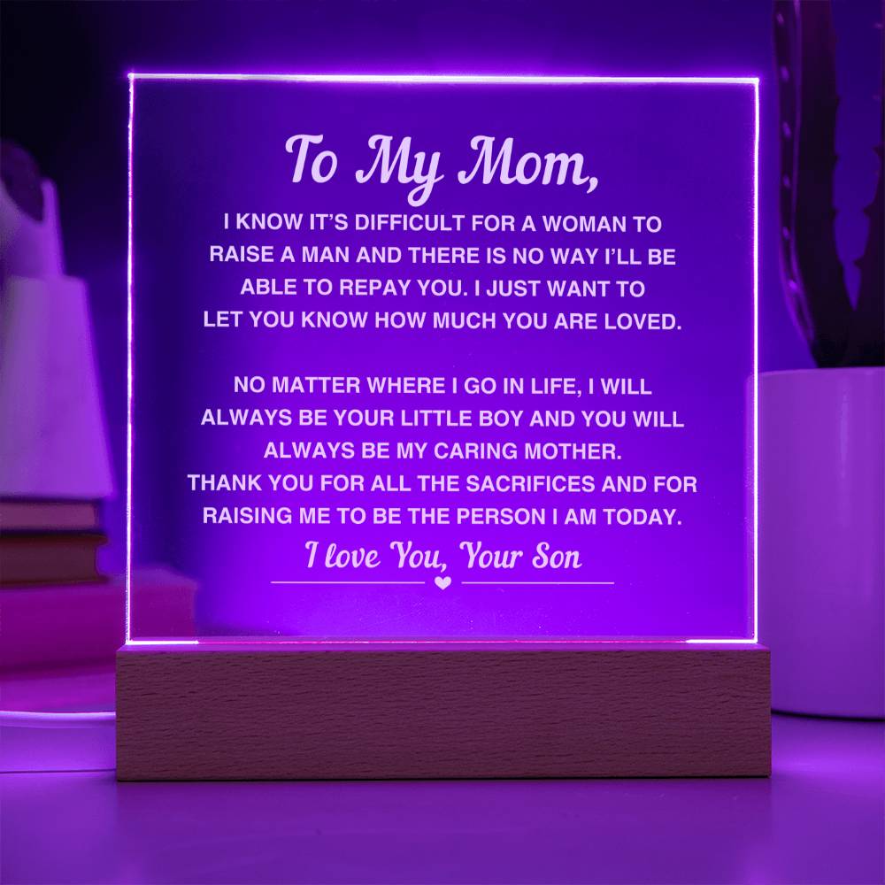 To My Mom | From Son | Acrylic Plaque