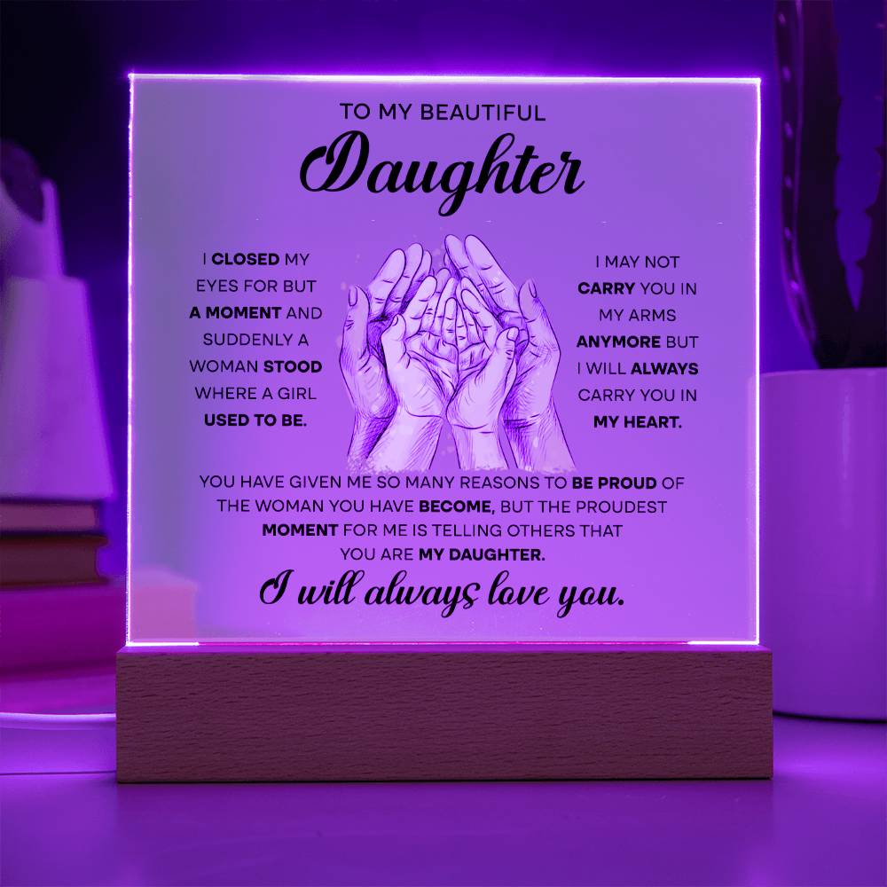 To My Beautiful Daughter | Carry You in My Heart | Acrylic Plaque - JENACDirect