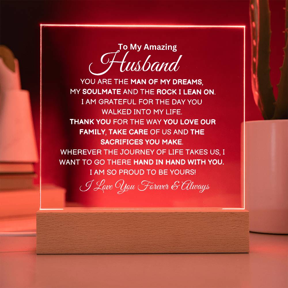 To My Amazing Husband | The Man Of My Dreams | Acrylic Plaque | Gift for Husband