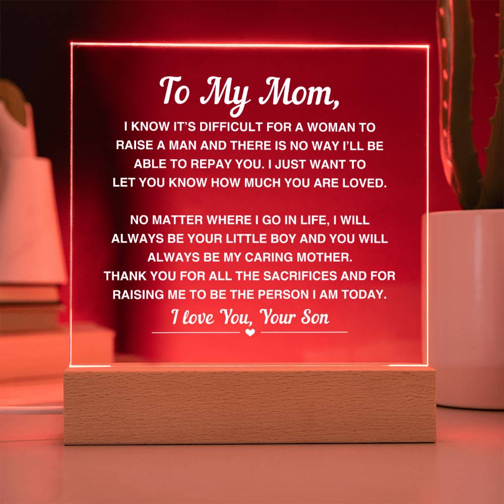 To My Mom | From Son | Acrylic Plaque