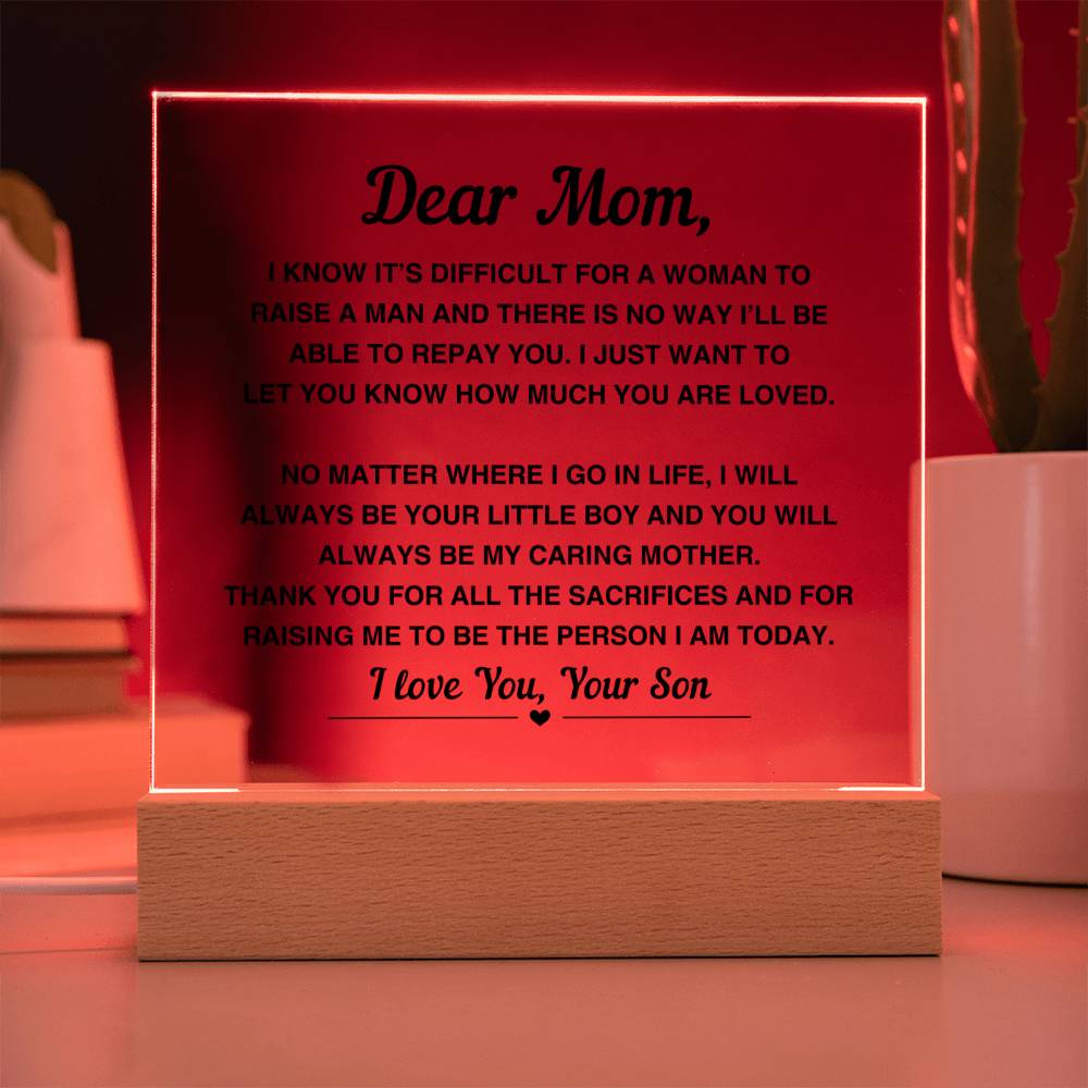 Gift For Mom from Son - Acrylic Plaque