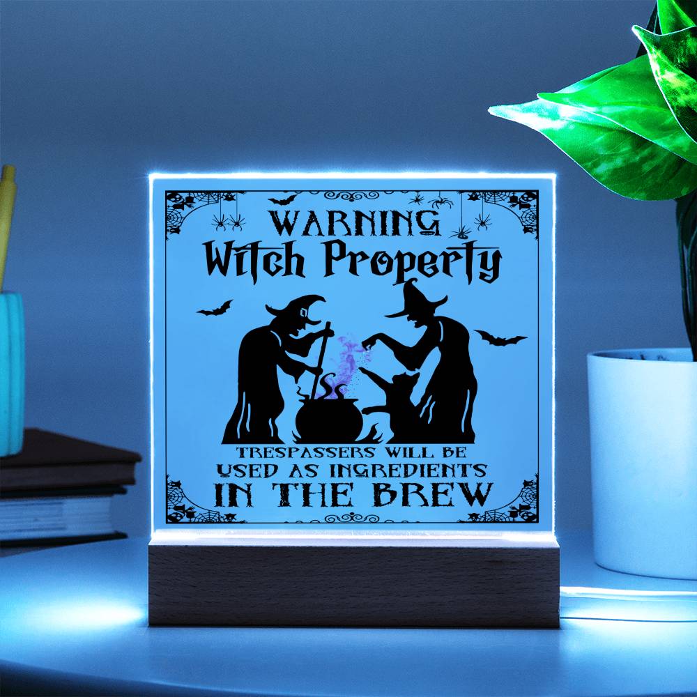 Warning, Witch Property - Acrylic Plaque - JENACDirect