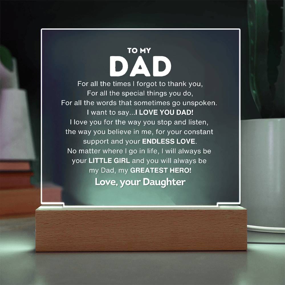 To My Dad  | My Greatest Hero | Acrylic Plaque | Gift For Dad