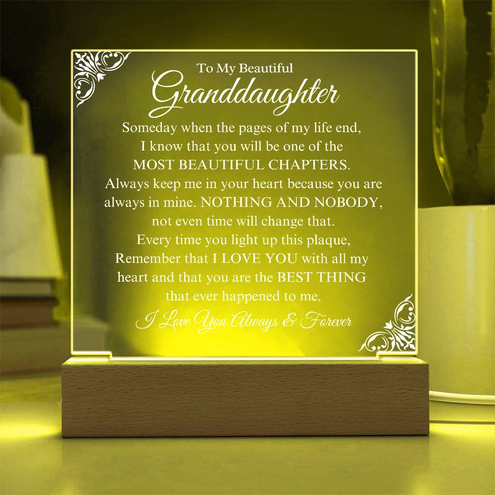 To My Granddaughter | Beautiful Chapters | Acrylic Plaque