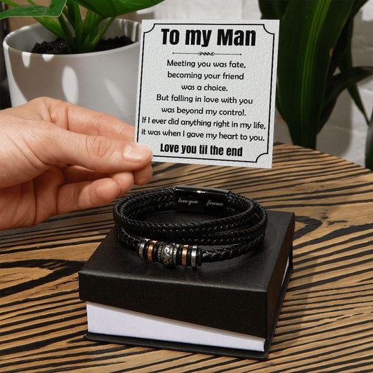 To My Man | Meeting You was Fate | Men's Bracelet - JENACDirect