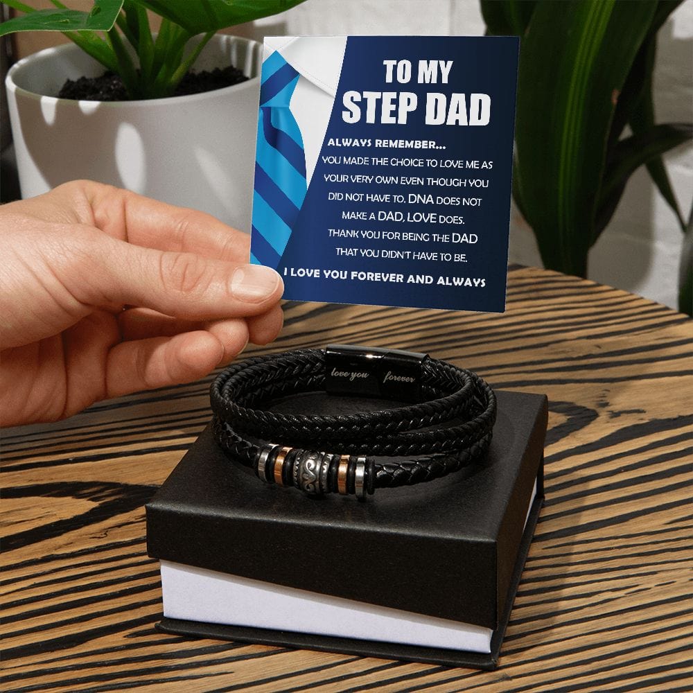 To My Step Dad | I Love You Men's Bracelet - JENACDirect