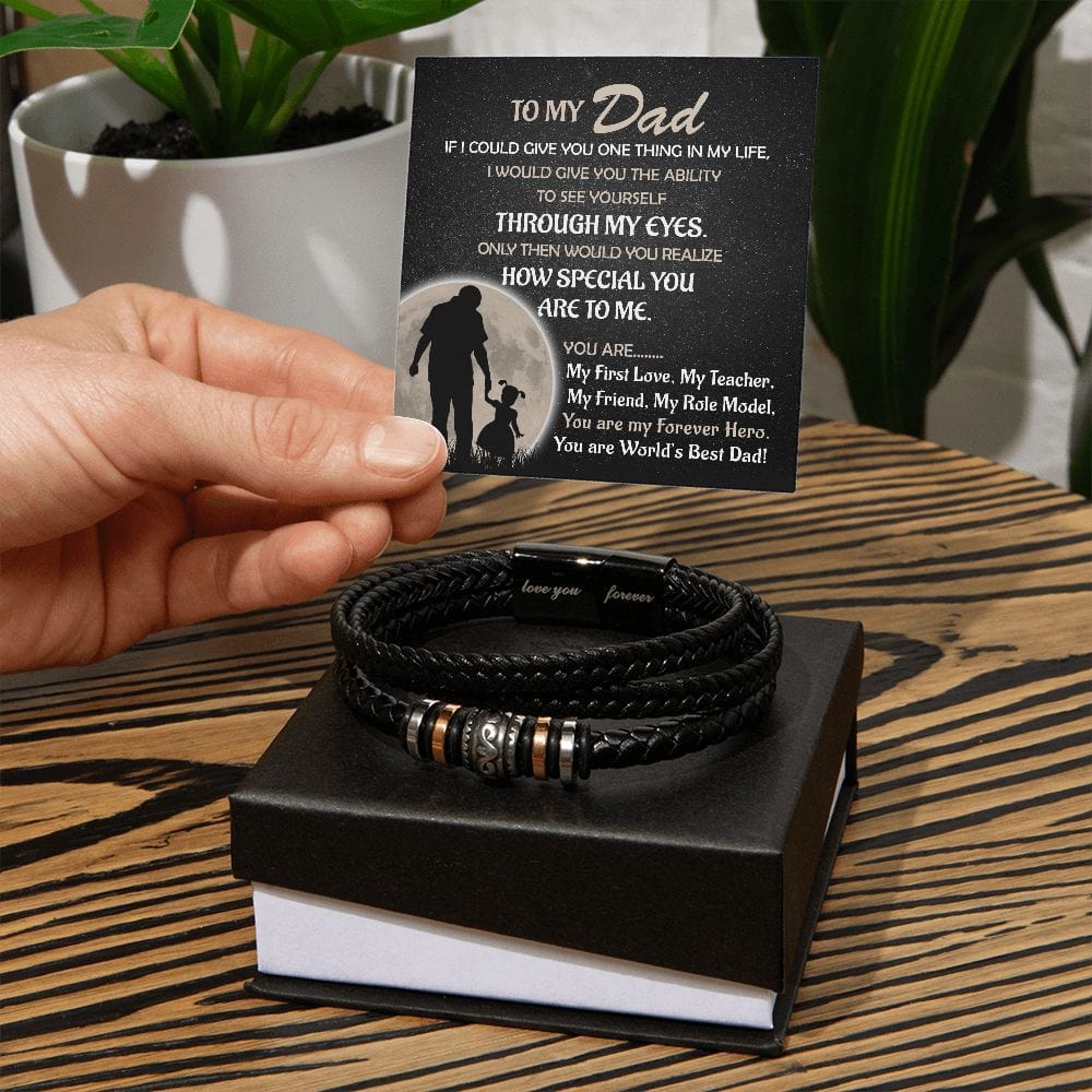 To My Dad | World's Best Dad from Daughter | Men's Bracelet - JENACDirect