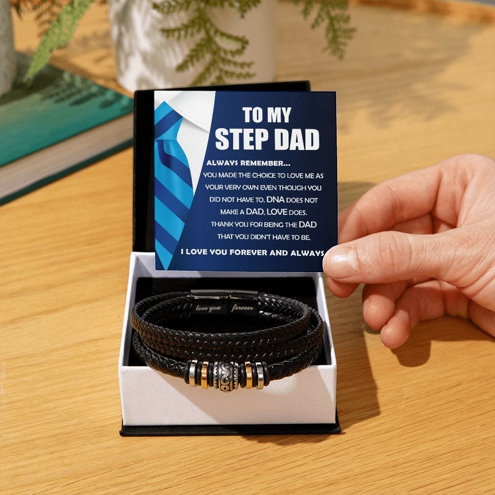 To My Step Dad | I Love You Men's Bracelet - JENACDirect