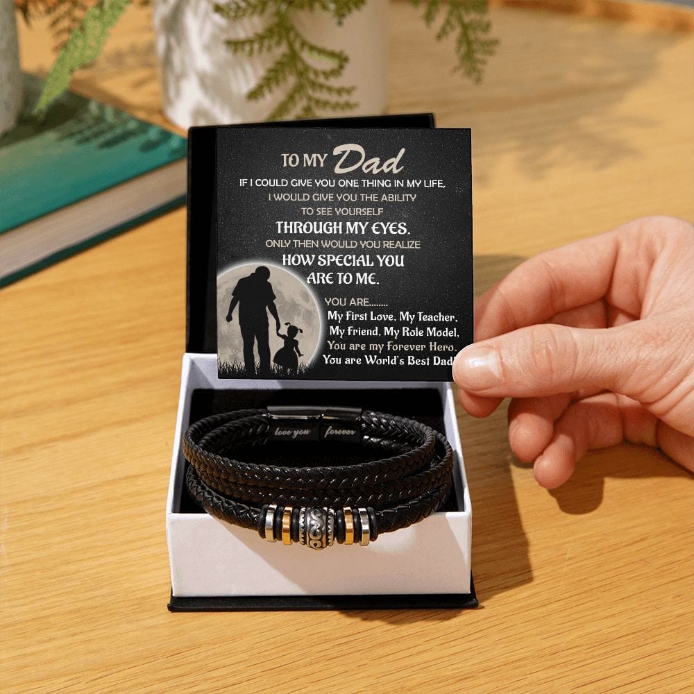 To My Dad | World's Best Dad from Daughter | Men's Bracelet - JENACDirect