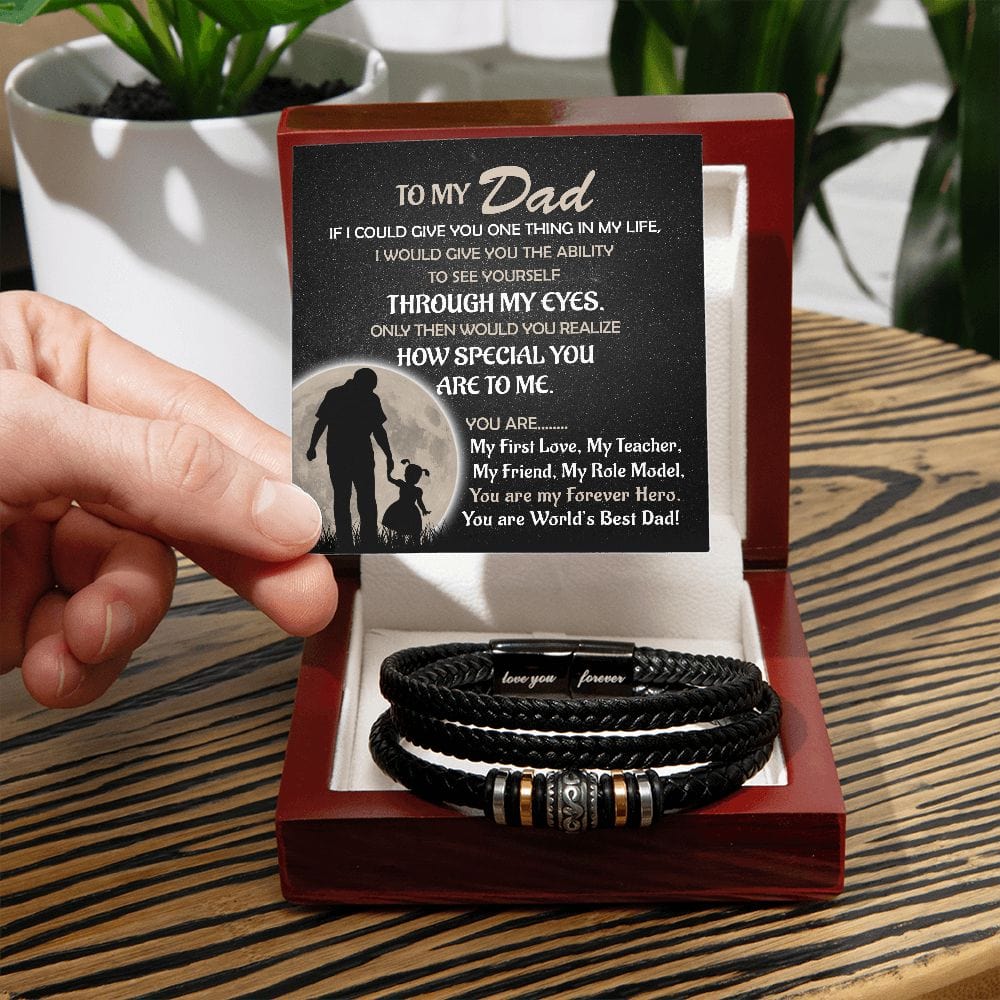 To My Dad | World's Best Dad from Daughter | Men's Bracelet - JENACDirect