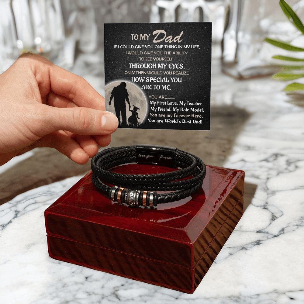 To My Dad | World's Best Dad from Daughter | Men's Bracelet - JENACDirect