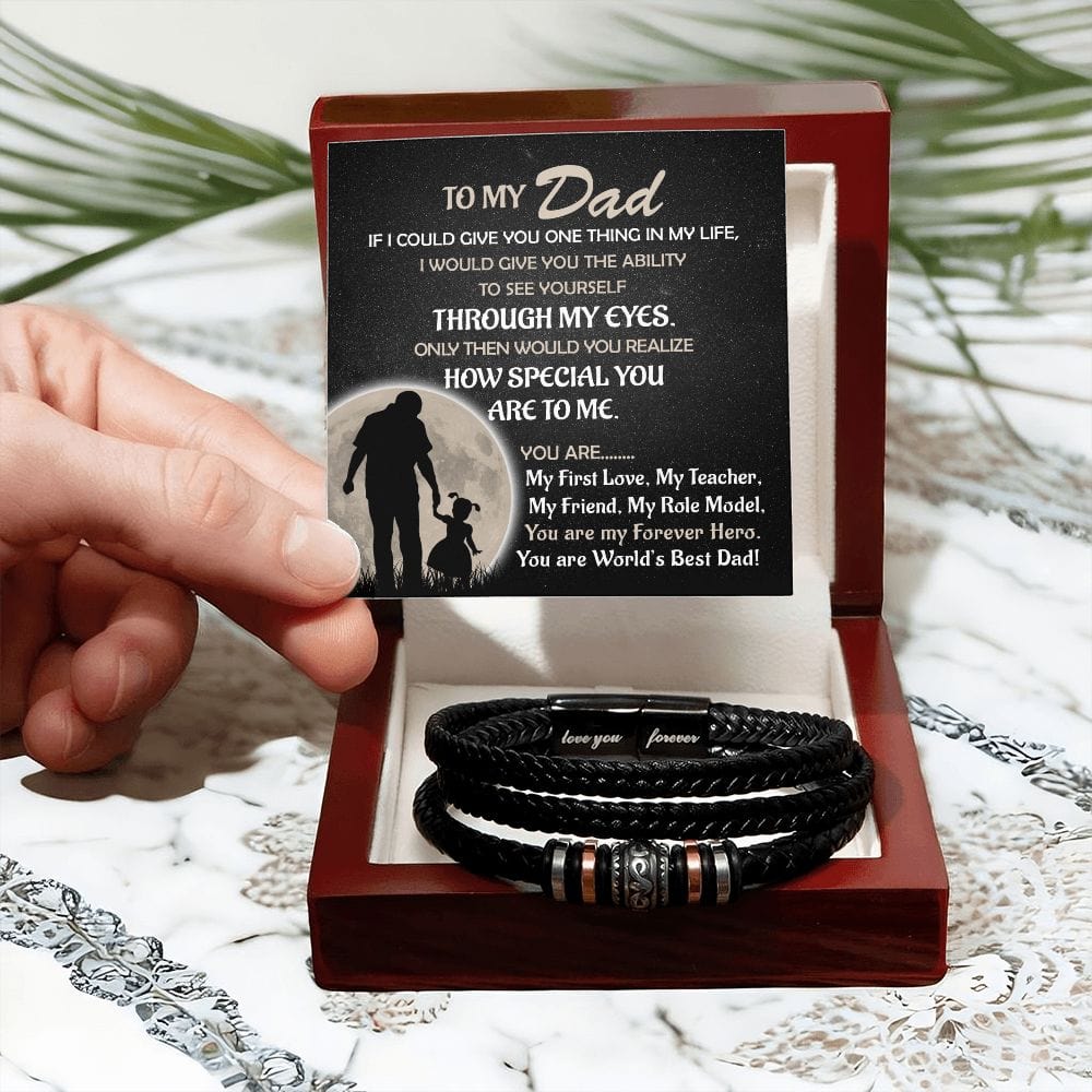 To My Dad | World's Best Dad from Daughter | Men's Bracelet - JENACDirect