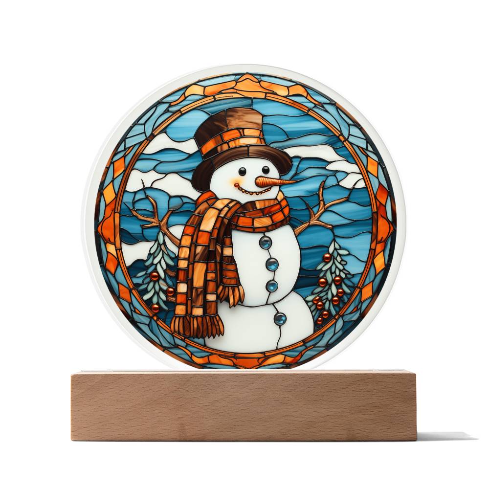 Stained Glass Snowman Acrylic Plaque - JENACDirect