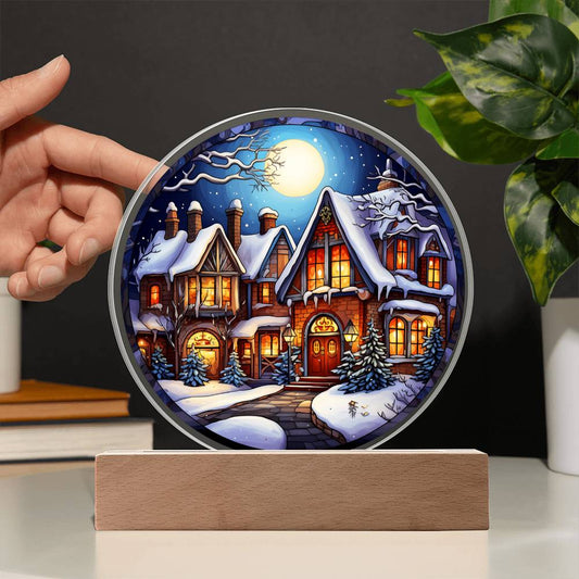 Snow Covered House | Acrylic Circle