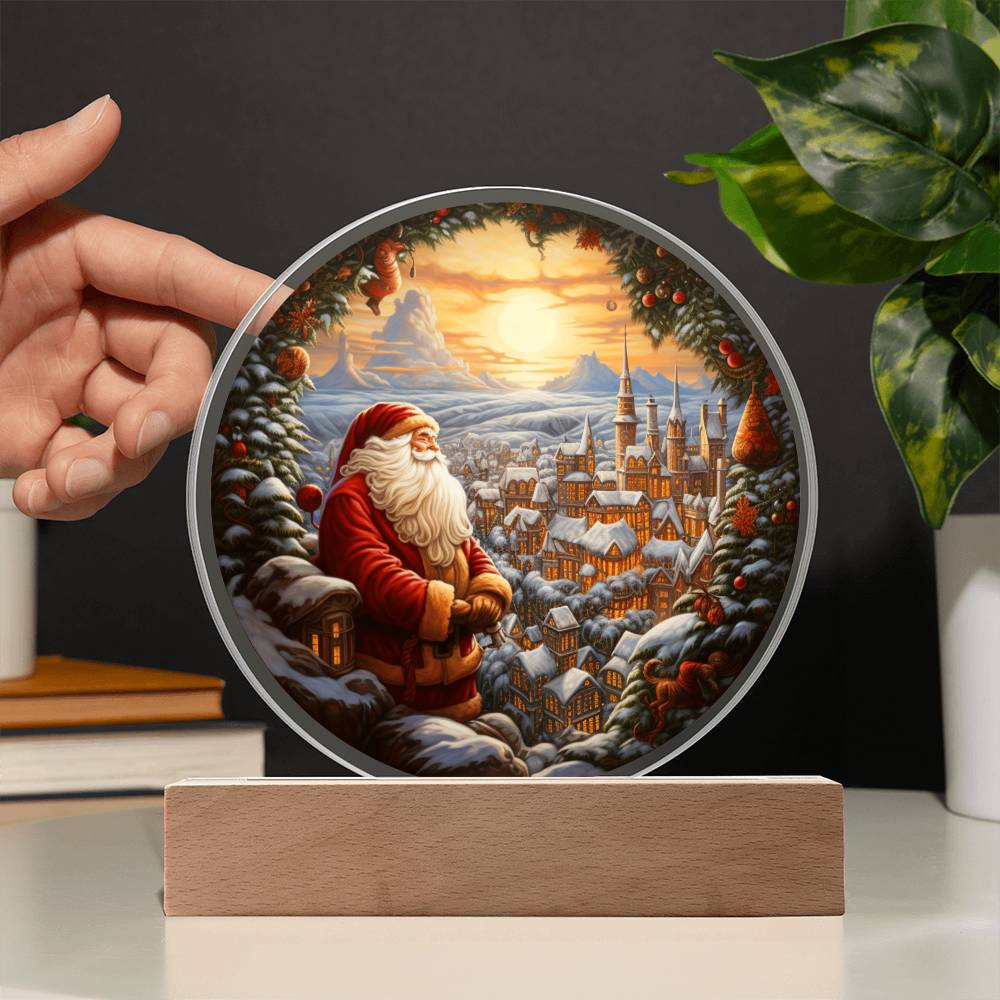 Santa and Town Acrylic Plaque - JENACDirect