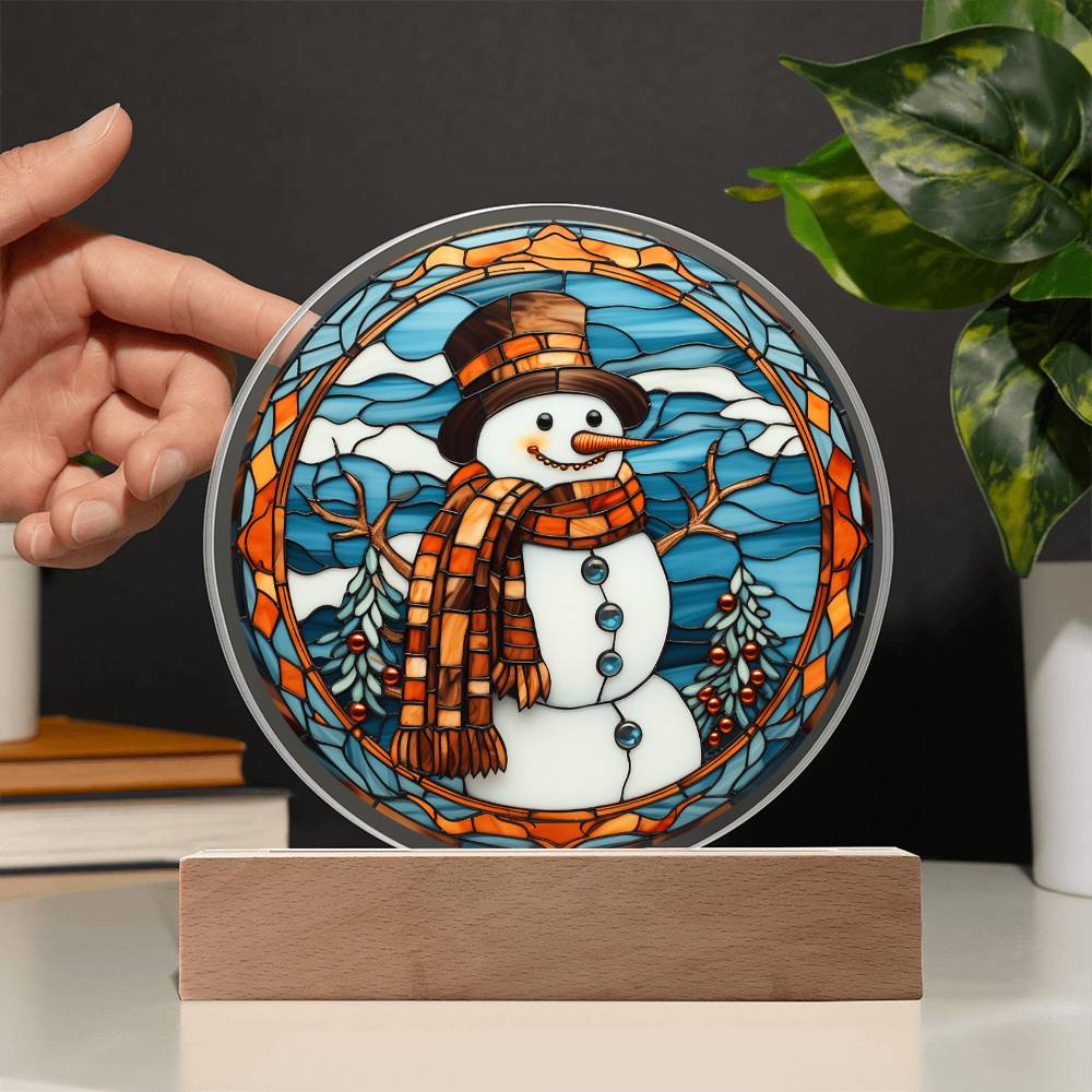 Stained Glass Snowman Acrylic Plaque - JENACDirect