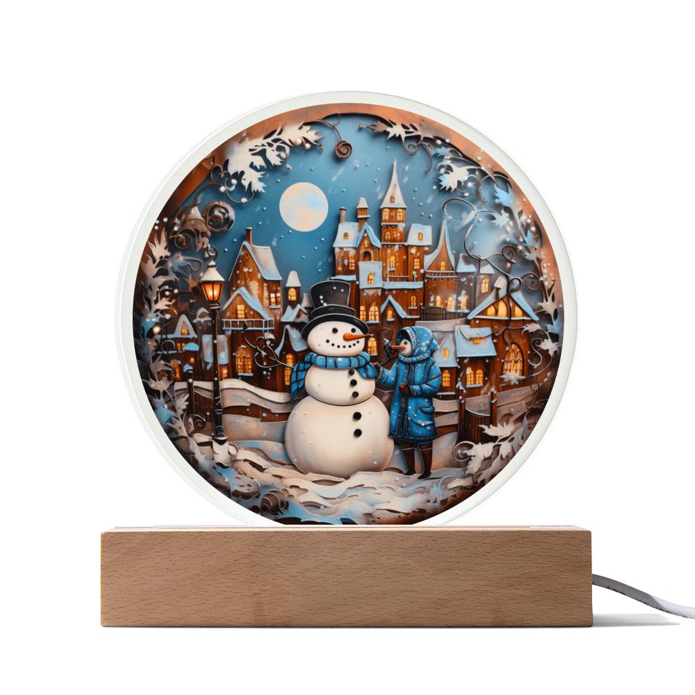 Snowman In Town Acrylic Plaque - JENACDirect