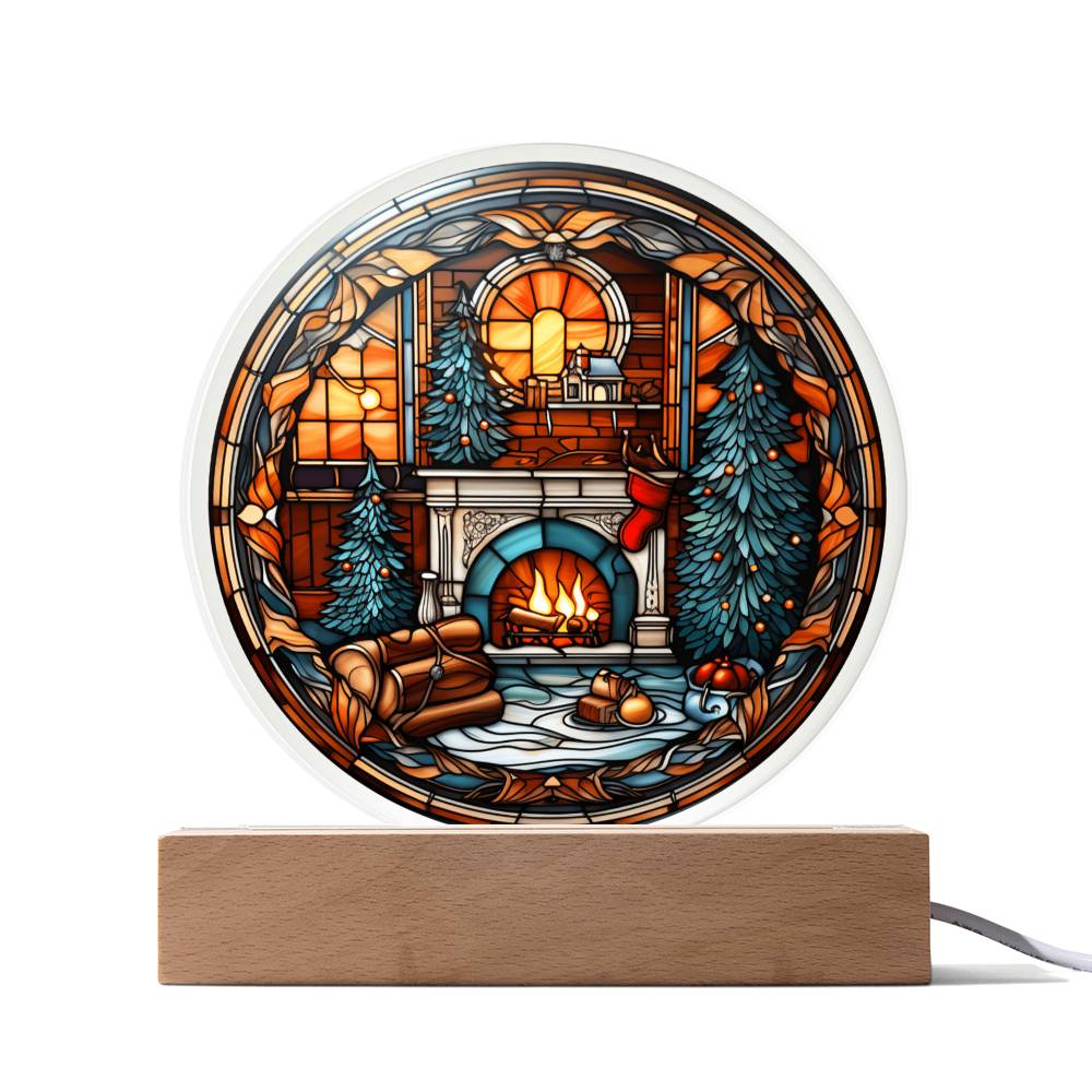 Christmas Fireplace Acrylic Plaque - JENACDirect