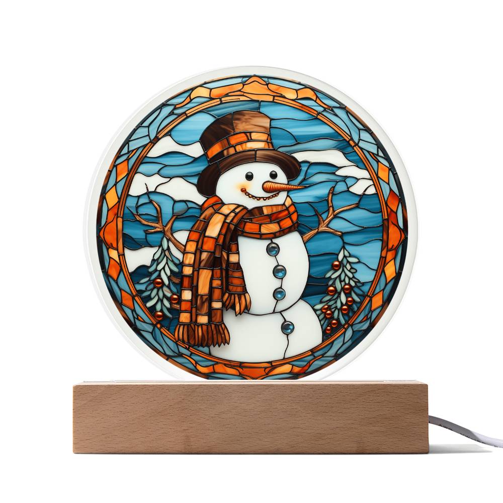 Stained Glass Snowman Acrylic Plaque - JENACDirect