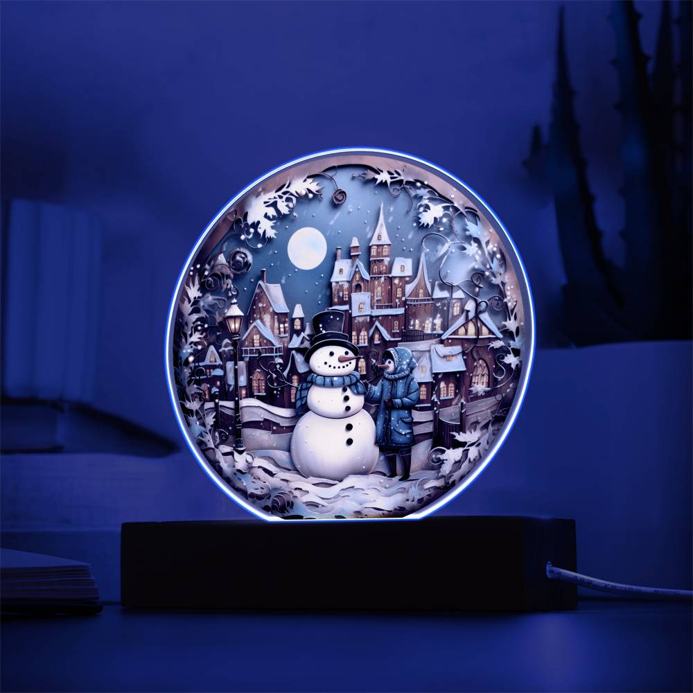 Snowman In Town Acrylic Plaque - JENACDirect