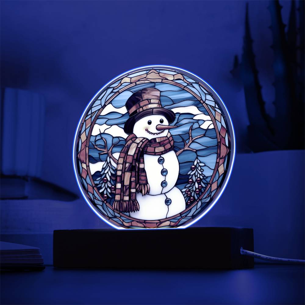 Stained Glass Snowman Acrylic Plaque - JENACDirect