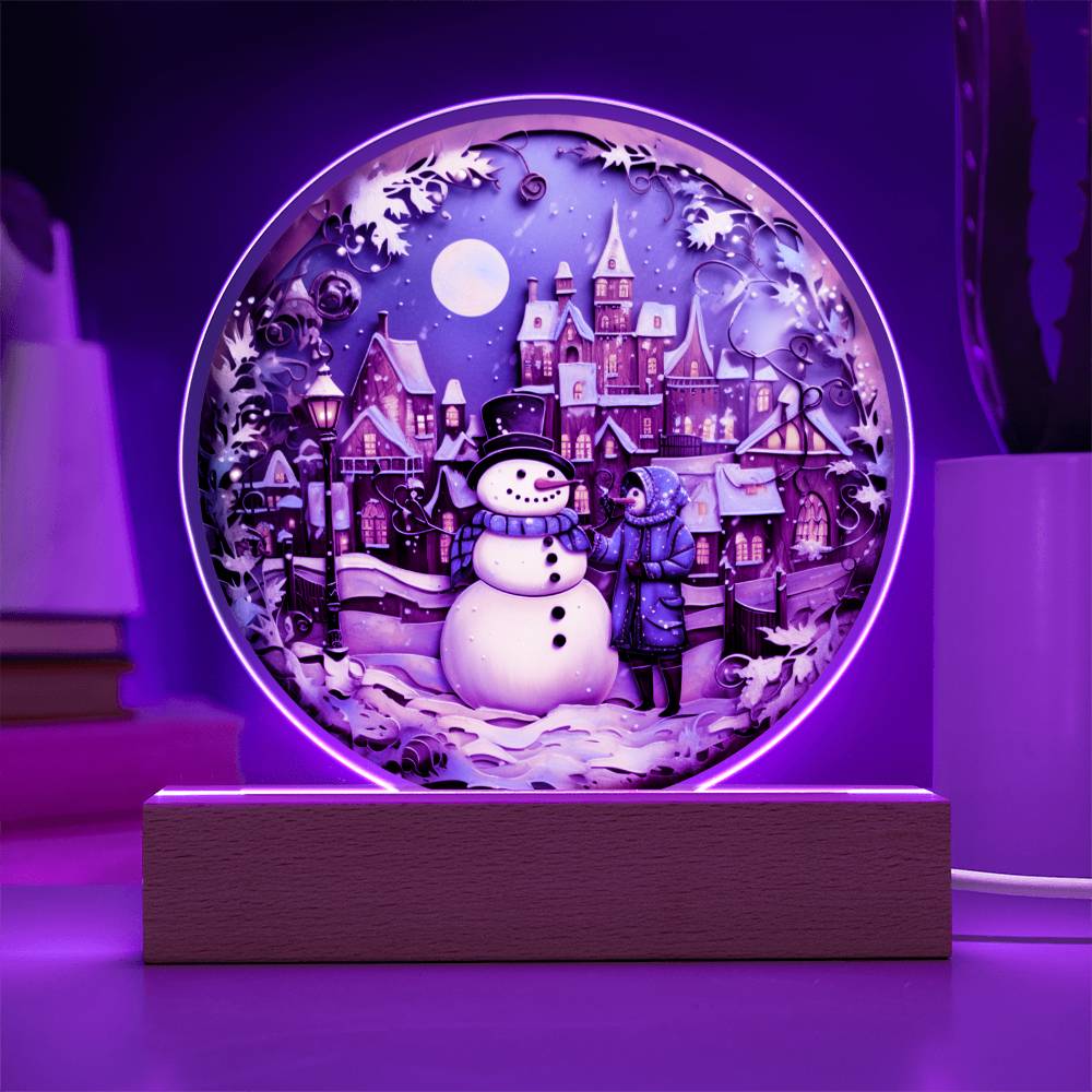 Snowman In Town Acrylic Plaque - JENACDirect