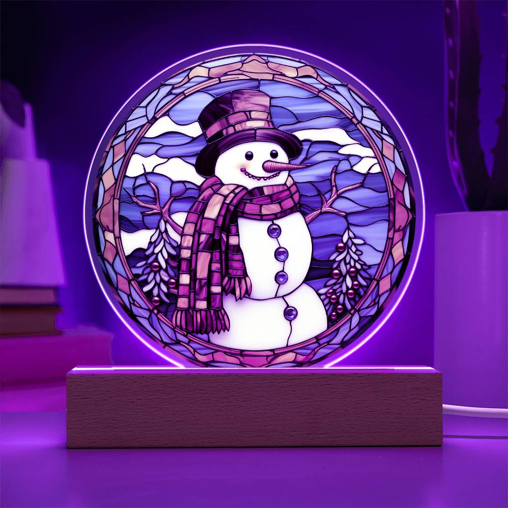 Stained Glass Snowman Acrylic Plaque - JENACDirect