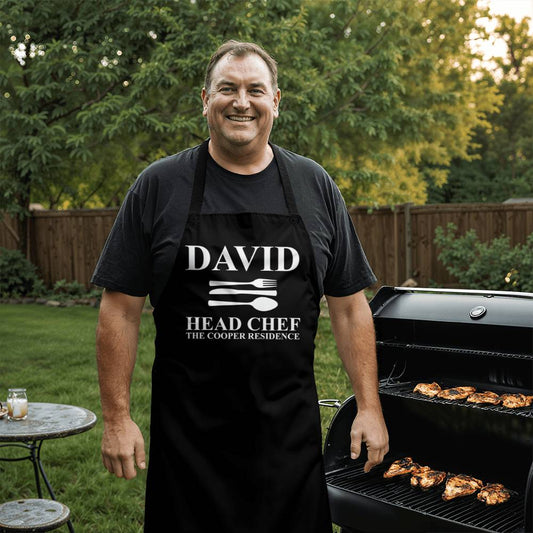 Personalized Head Chef Apron - Gift For Dad/ Granddad/Uncle/Husband