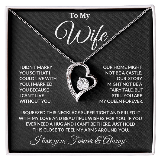 To My Wife | Forever My Queen | Love Knot Necklace - Blk