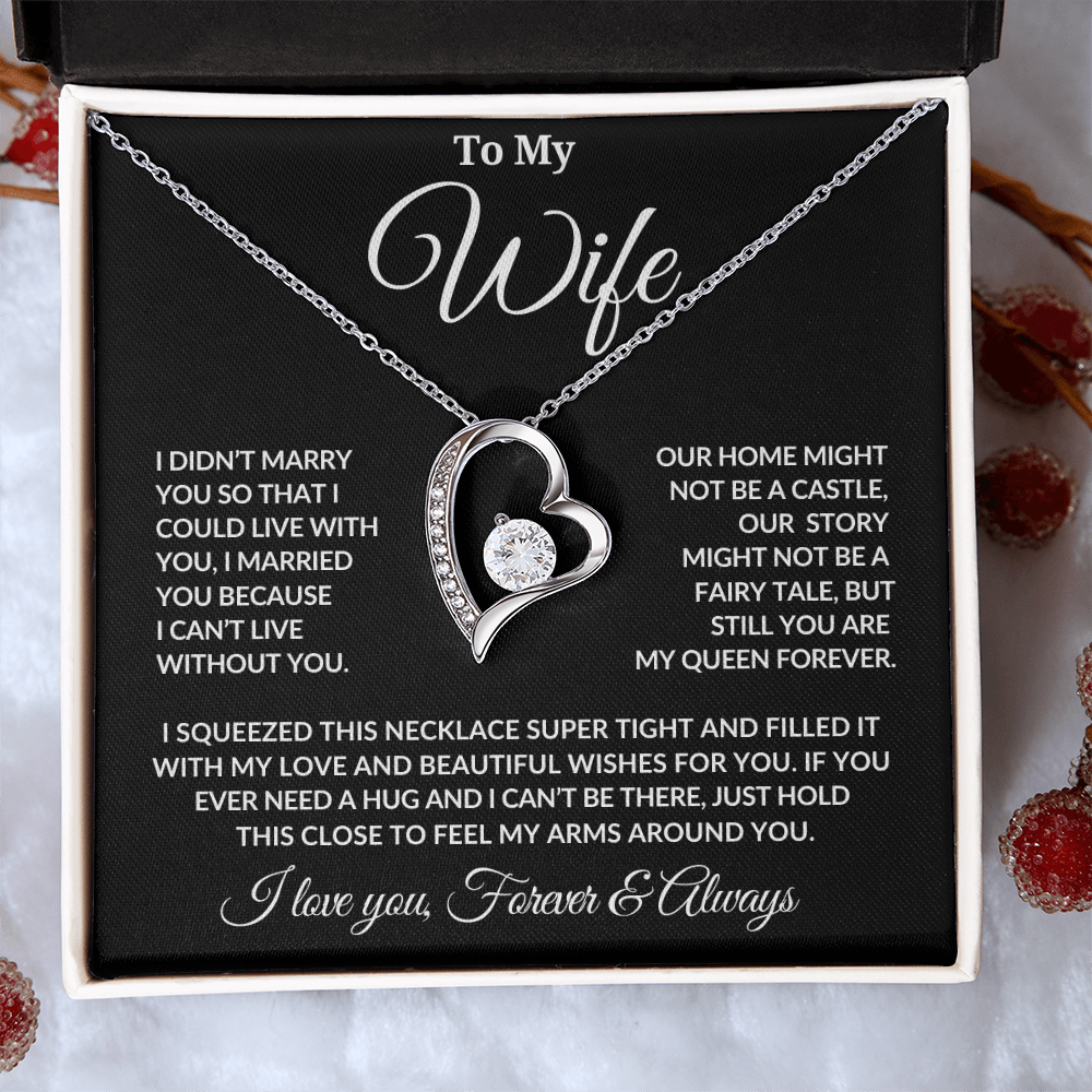 To My Wife | Forever My Queen | Love Knot Necklace - Blk