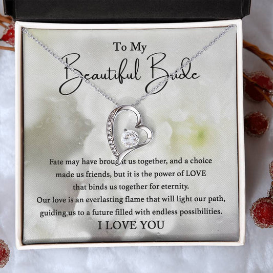 To My Beautiful Bride | I Love You | Forever Love Necklace - JENACDirect