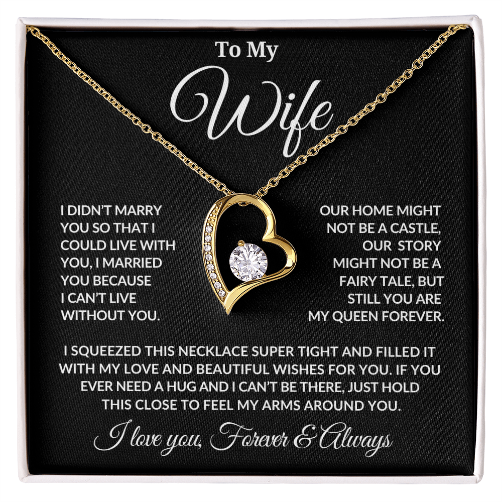 To My Wife | Forever My Queen | Love Knot Necklace - Blk